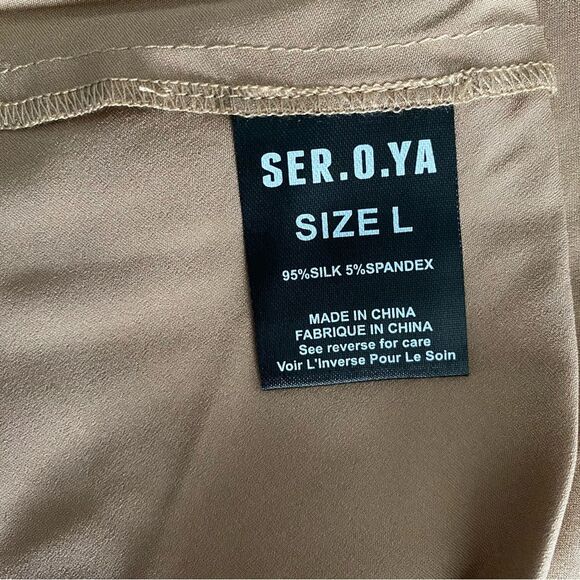 SEROYA Emma Silk Slip Dress High Slit in Natural - Large - NWT - Picture 7 of 7